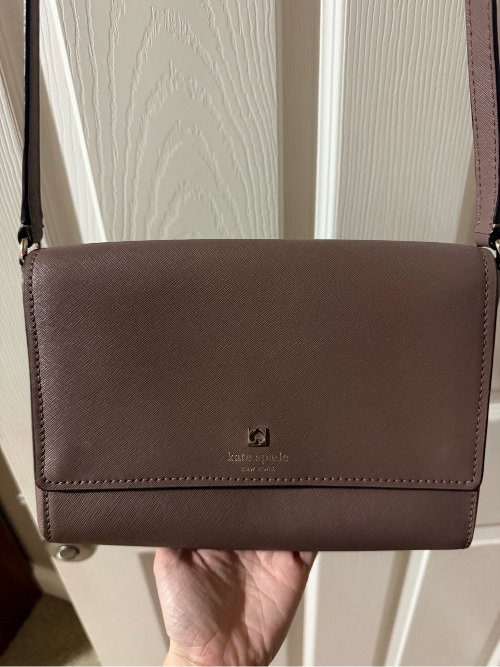 kate spade Mauve Leather Crossbody with Gold Logo
